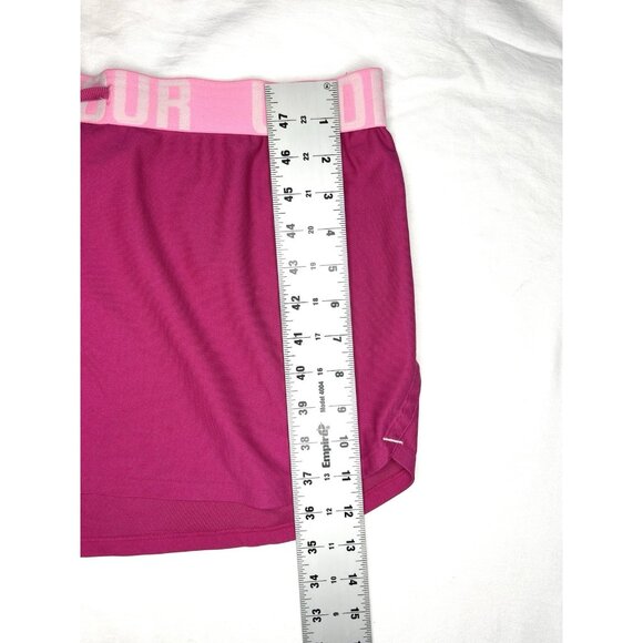 Under Armour Barbiecore Athletic Shorts Womens L Lightweight Workout Logo Gym - Picture 6 of 8
